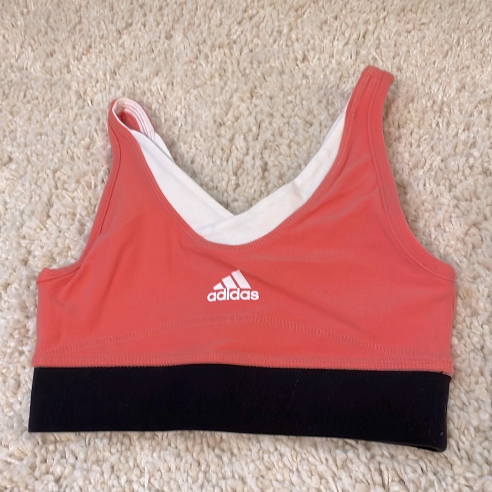 New adidas sports bra crop salmon white black cs wireless clima365 climalite